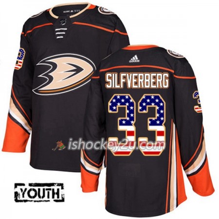 Børn NHL Anaheim Ducks Trøje Jakob Silfverberg 33 Adidas 2017-2018 Sort USA Flag Fashion Authentic